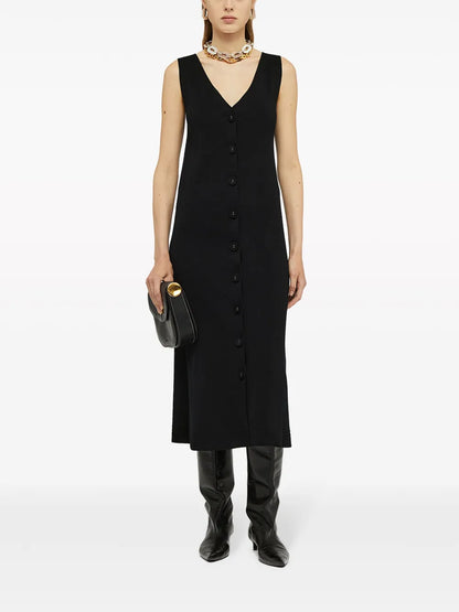 V-Neck Knitted Midi Dress