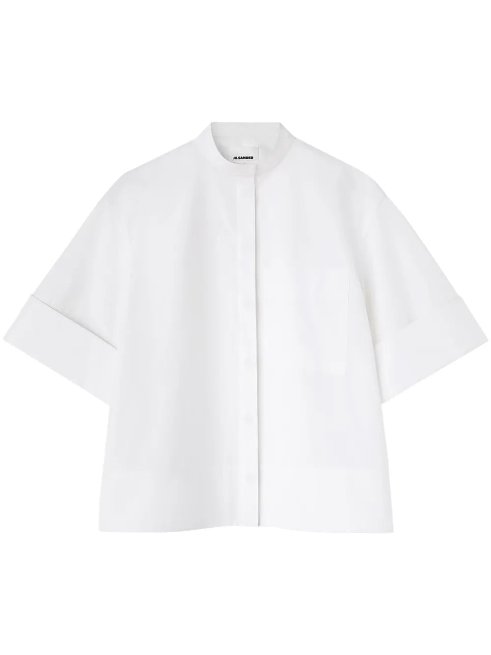 Band-Collar Cotton-Poplin Shirt