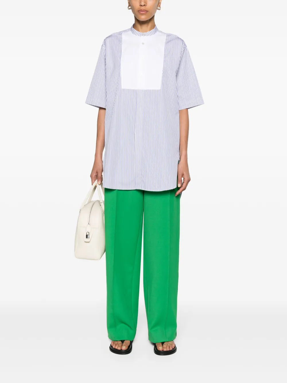 Halo-Stripe Panelled Cotton Shirt