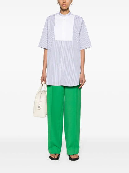 Halo-Stripe Panelled Cotton Shirt