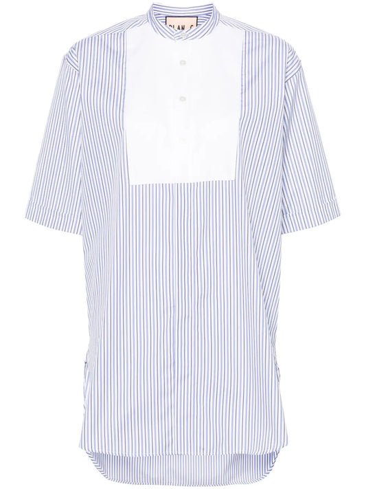 Halo-Stripe Panelled Cotton Shirt