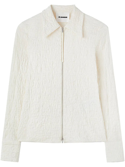 Zip-Front Cloqué Top