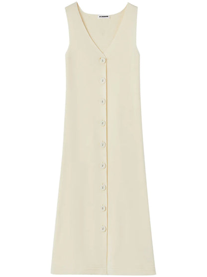 V-Neck Ribbed Midi Dress