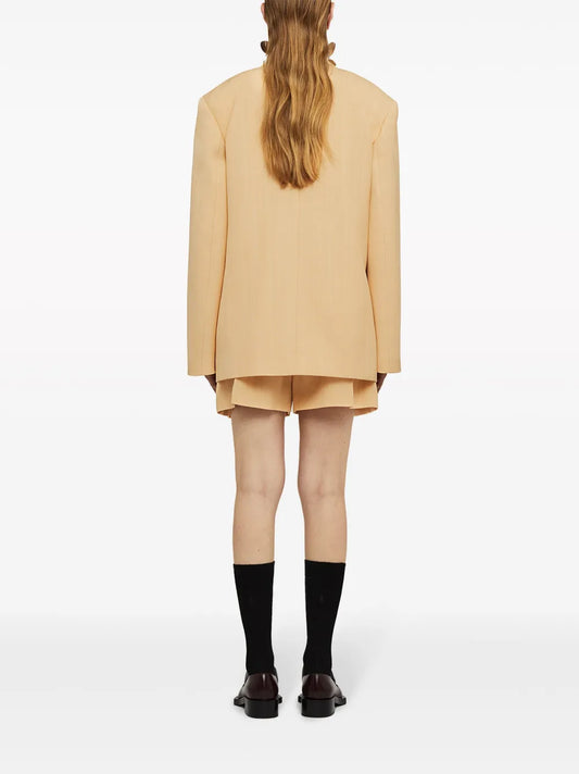 Pleated Cotton Short Shorts