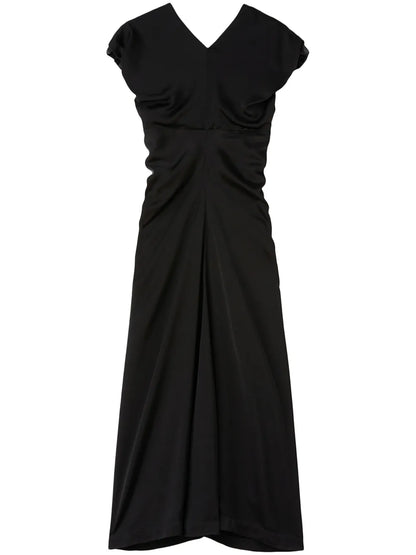 Gathered-Detail Satin-Finish Gown