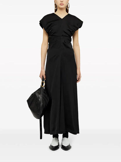 Gathered-Detail Satin-Finish Gown