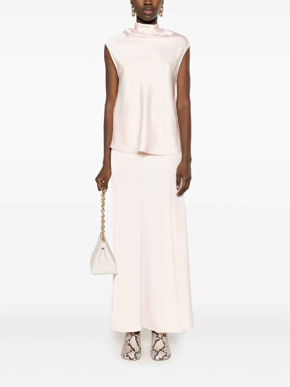 Satin Flared Midi Skirt