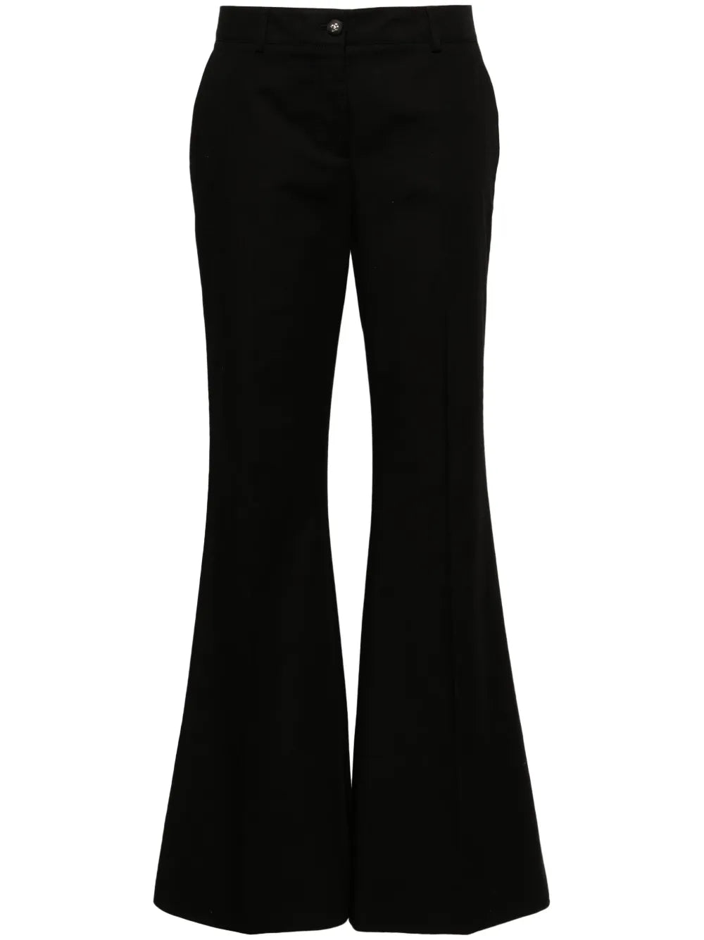 Mid-Rise Twill Flared Trousers