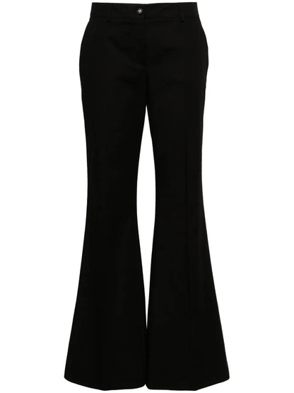 Mid-Rise Twill Flared Trousers