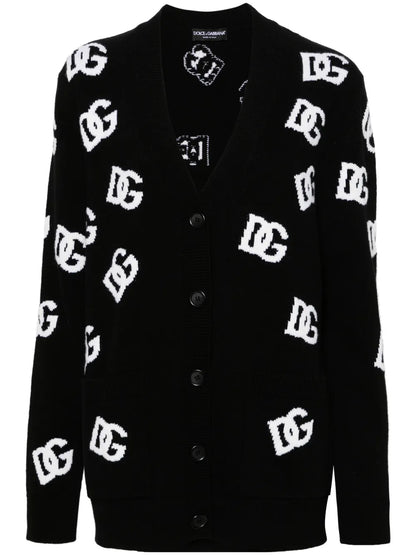Logo-Intarsia Virgin Wool Cardigan