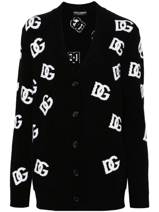 Logo-Intarsia Virgin Wool Cardigan