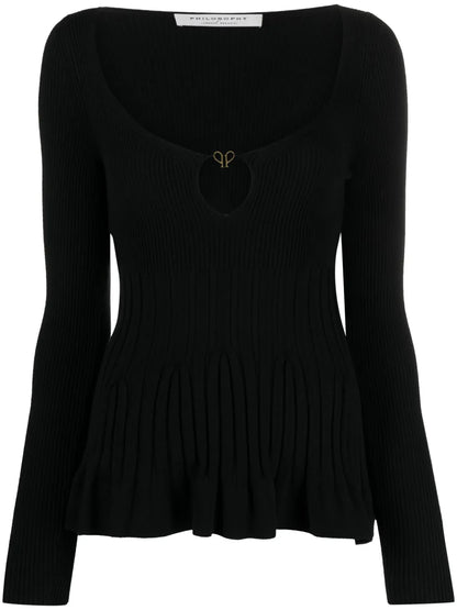 Logo-Plaque Ribbed-Knit Top
