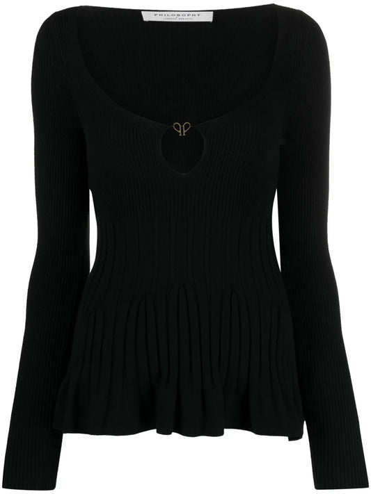 Logo-Plaque Ribbed-Knit Top