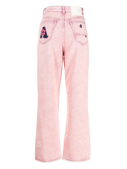 Floral-Print Straight-Leg Jeans