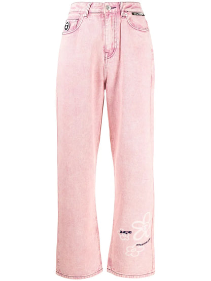 Floral-Print Straight-Leg Jeans
