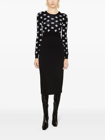 Logo-Plaque Midi Skirt