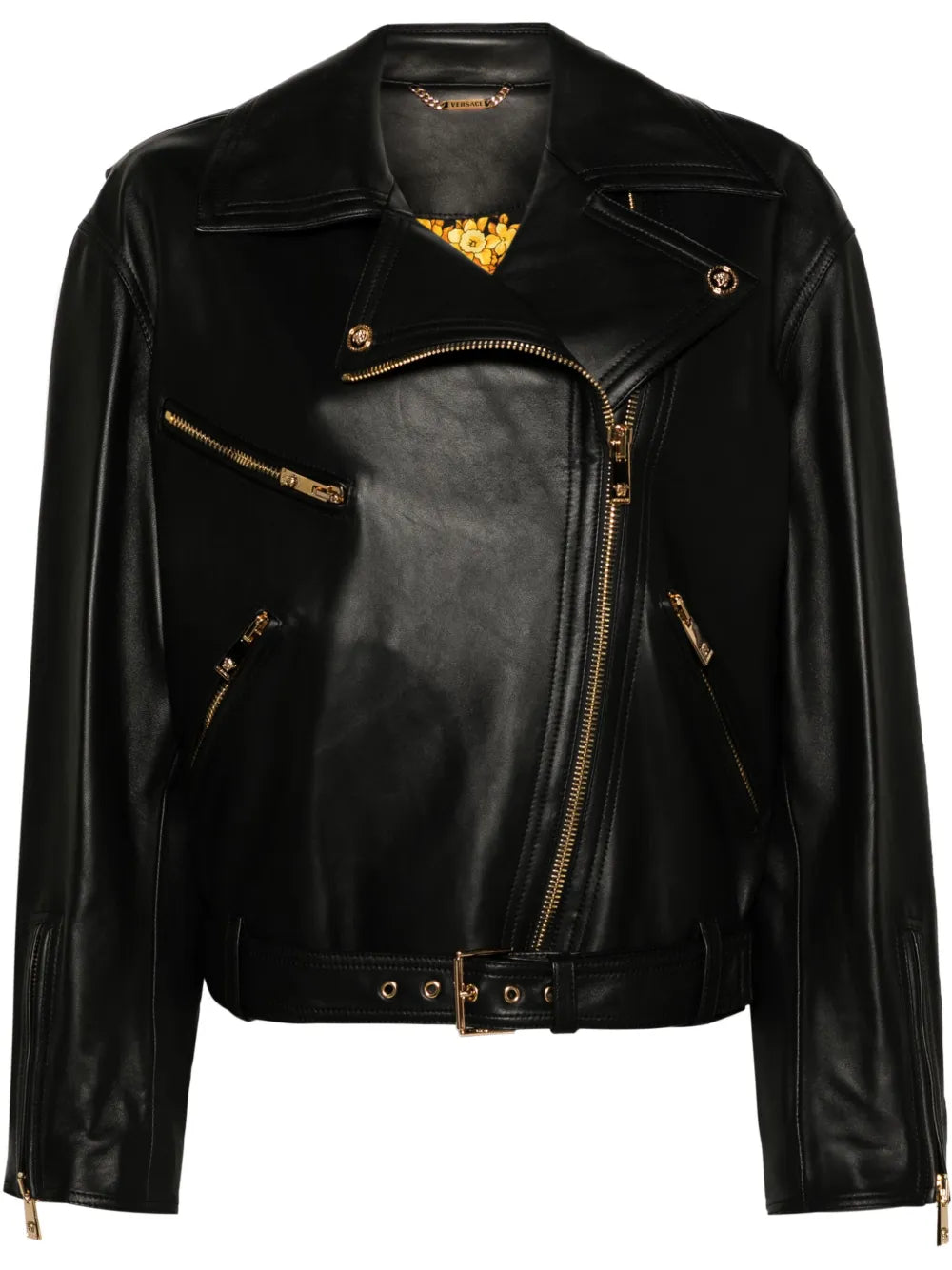 Belted Leather Biker Jacket