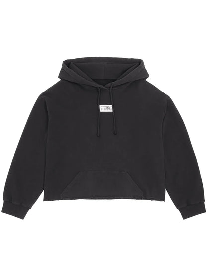 Numbers-Appliqué Cotton Hoodie