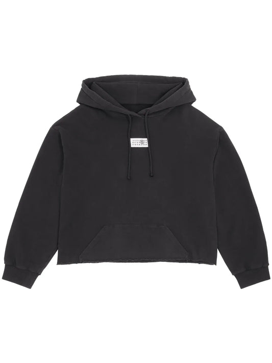 Numbers-Appliqué Cotton Hoodie