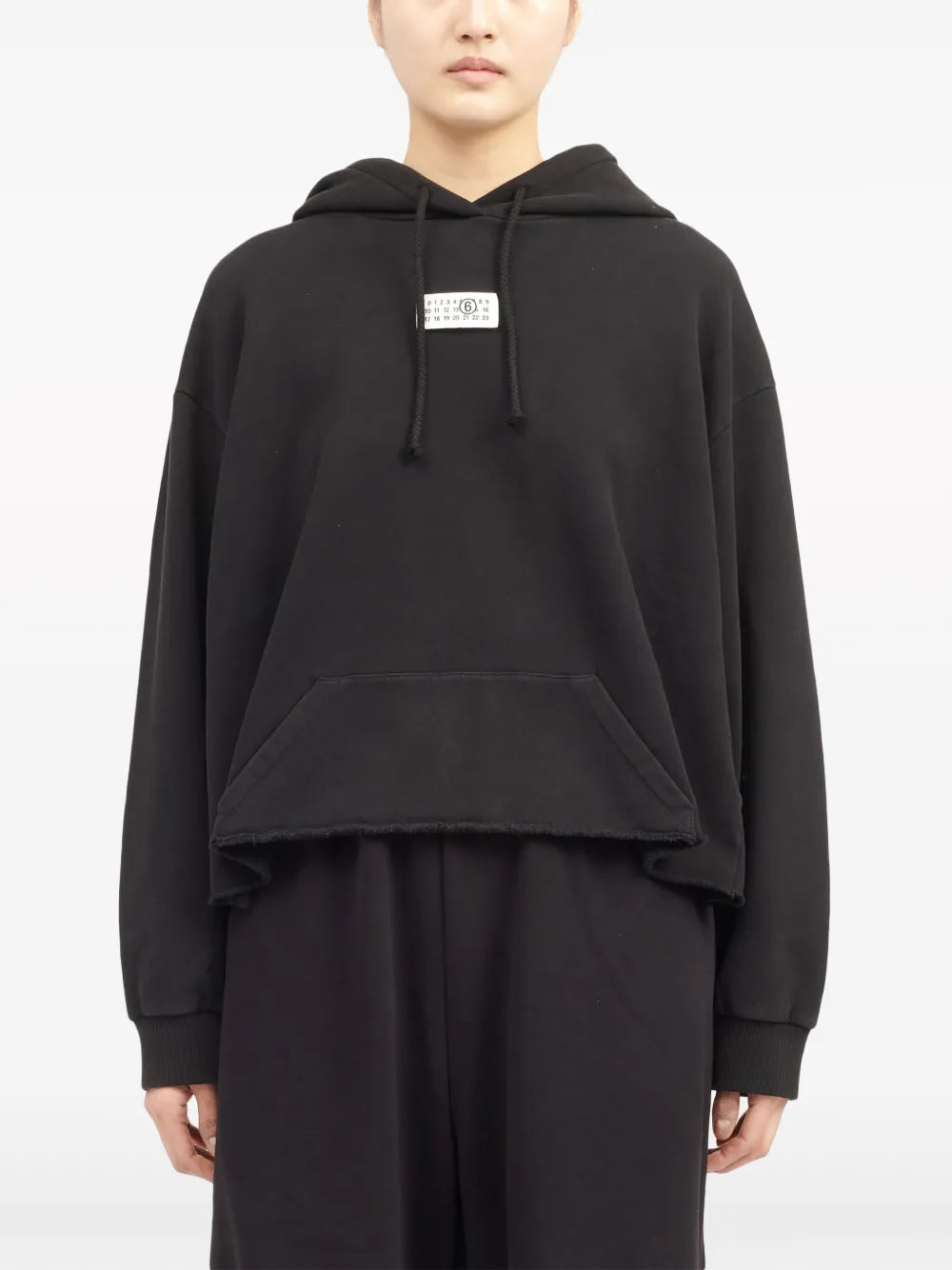 Numbers-Appliqué Cotton Hoodie