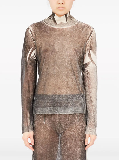 Semigraphic Silk Top