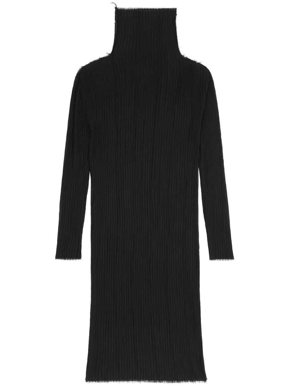 Long Sleeves Plissé Midi Dress