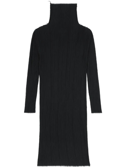 Long Sleeves Plissé Midi Dress