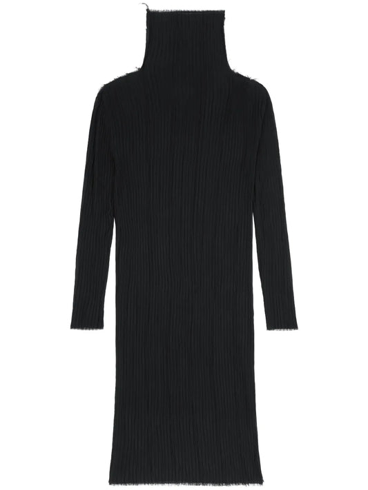 Long Sleeves Plissé Midi Dress