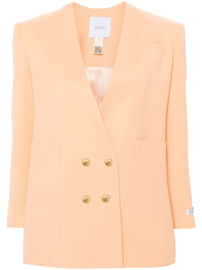 Collarless Double-Breasted Blazer