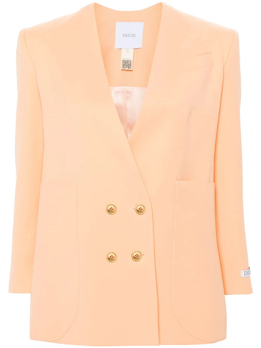 Collarless Double-Breasted Blazer