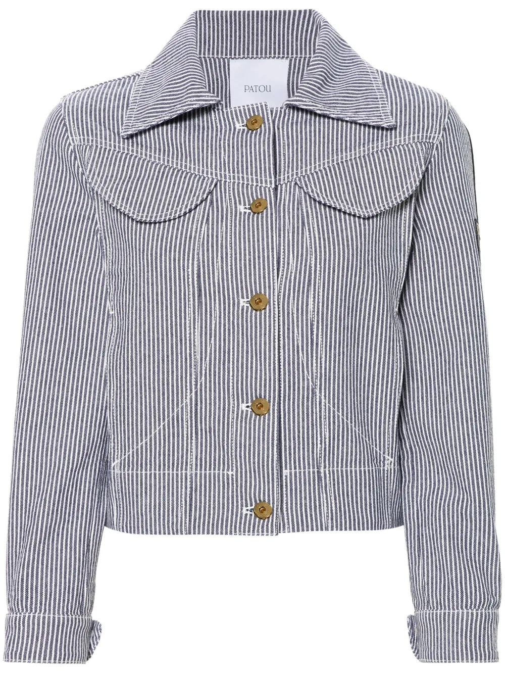 Striped Cropped Denim Jacket