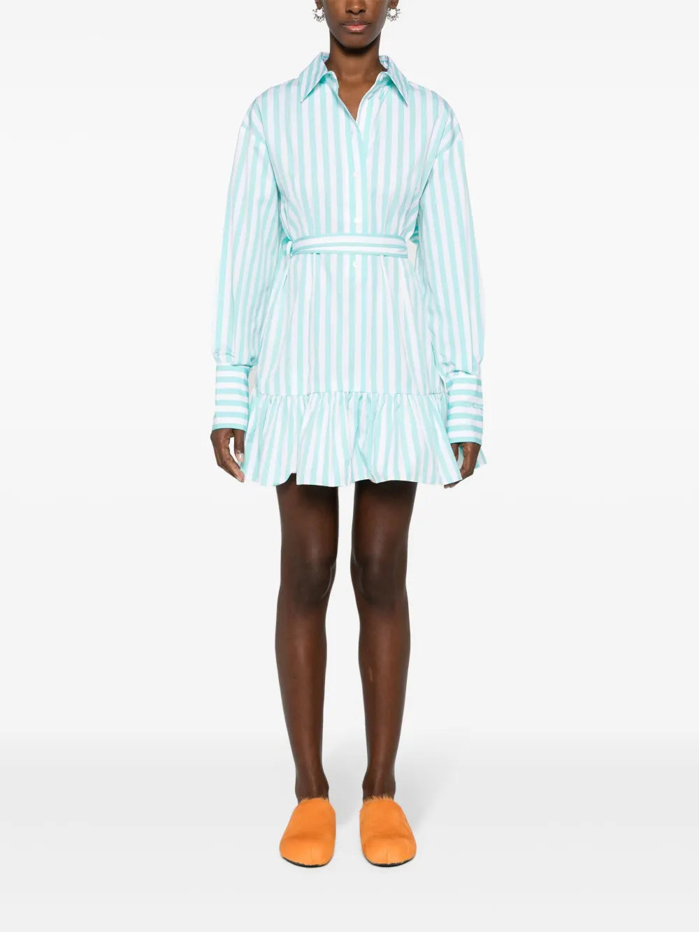 Striped Ruffled Mini Dress