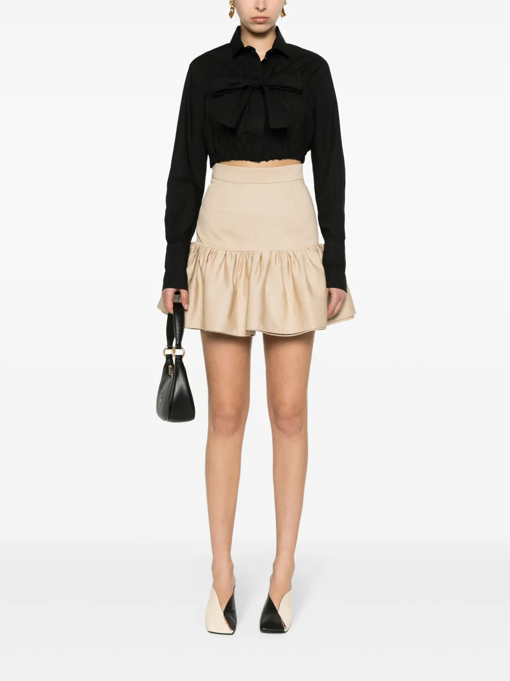 Bow Cropped Cotton Blouse