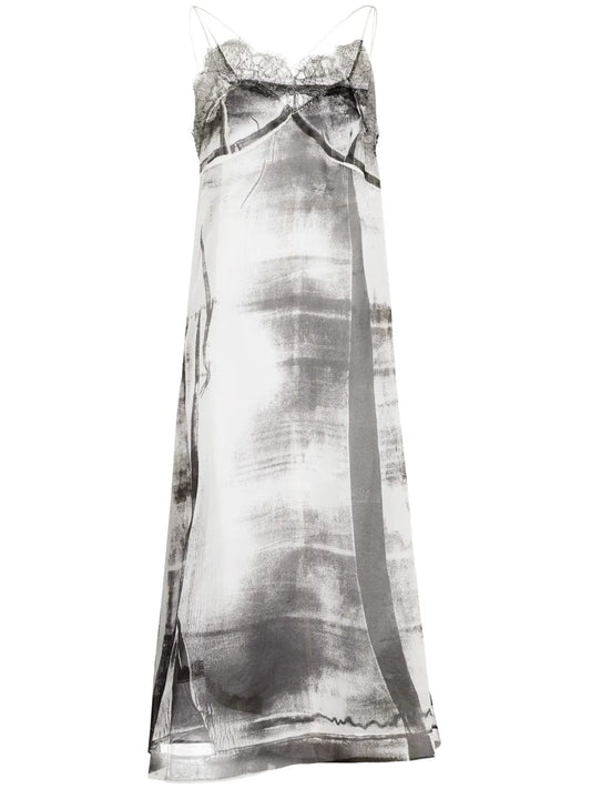 Freeze-Frame Silk Midi Dress