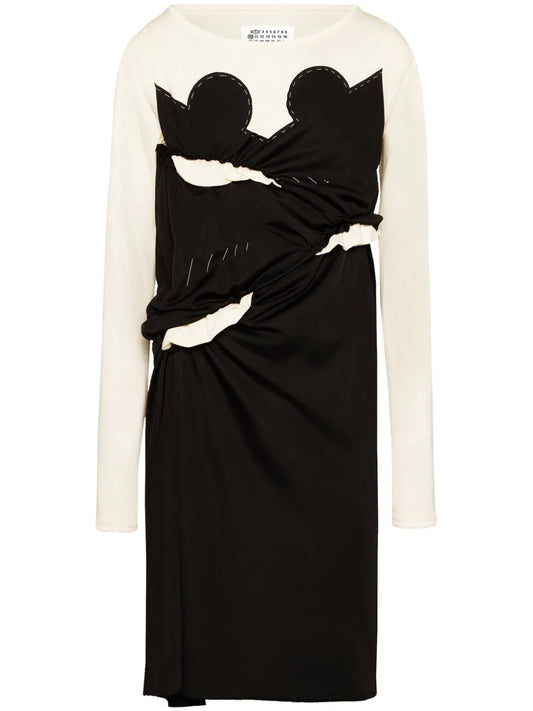 Spliced-Jersey Midi Dress