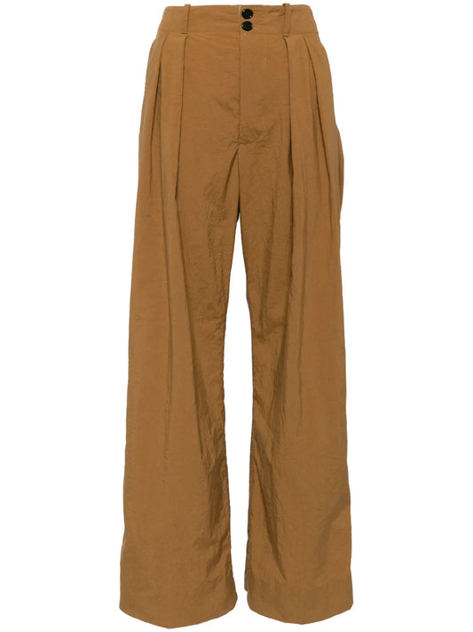 Pleated Cotton Palazzo Pants