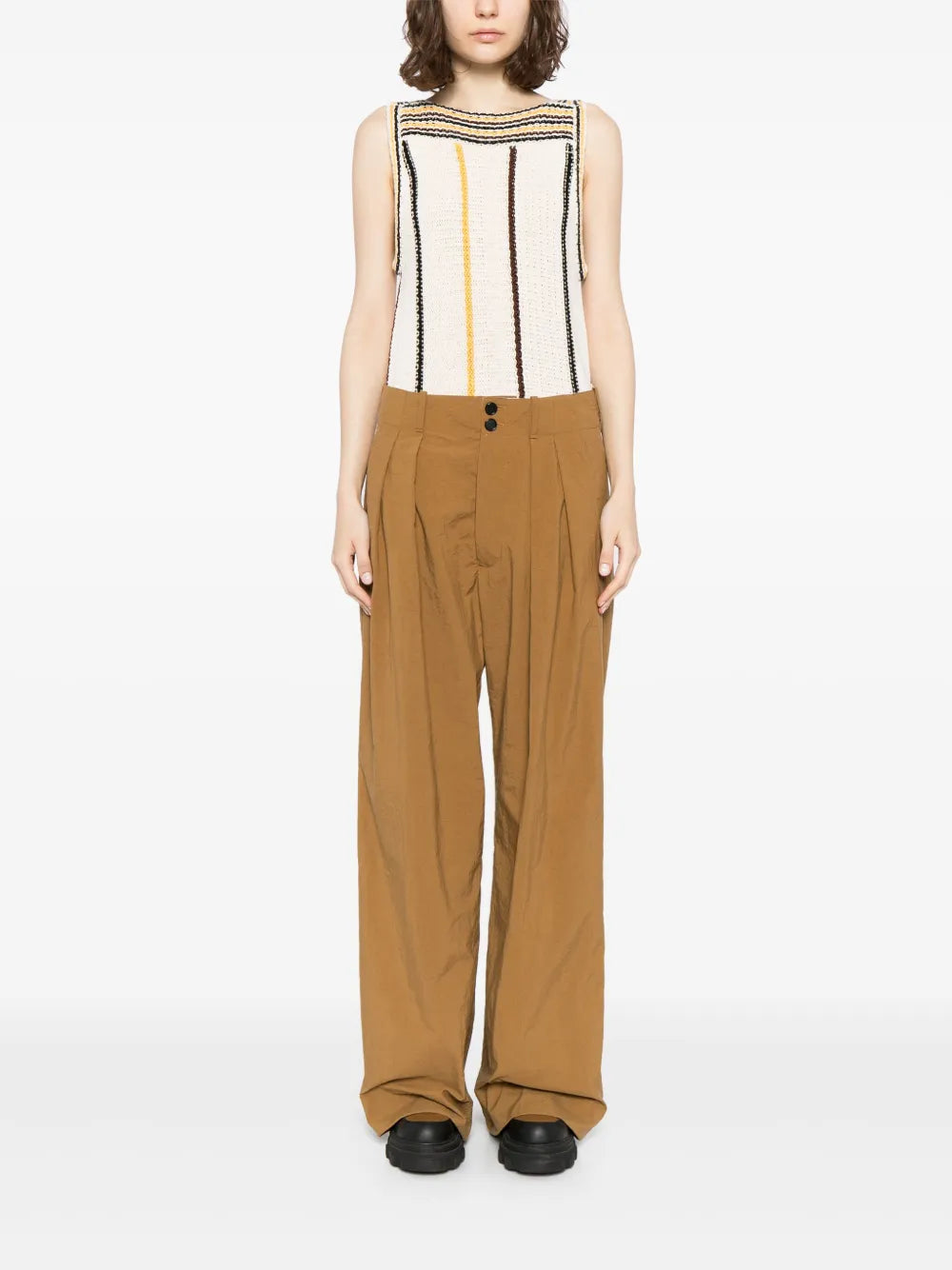 Pleated Cotton Palazzo Pants