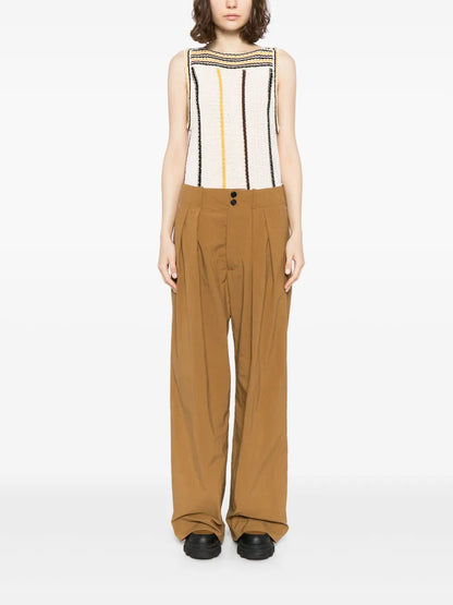 Pleated Cotton Palazzo Pants
