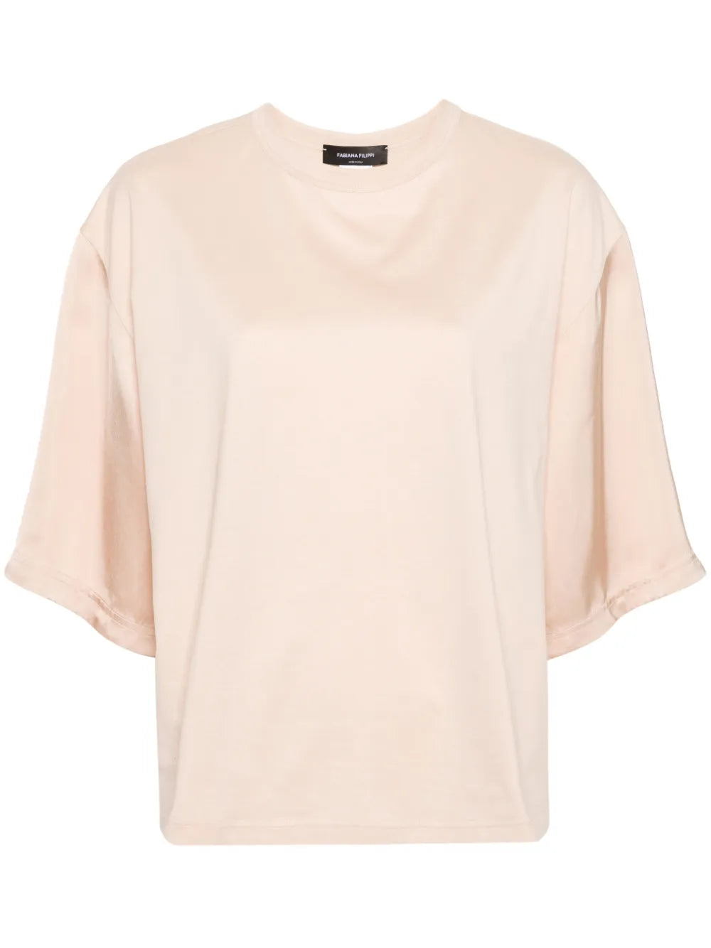Satin-Detailed Cotton T-Shirt