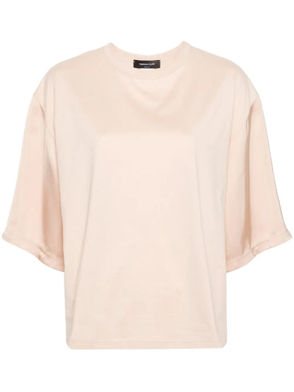 Satin-Detailed Cotton T-Shirt