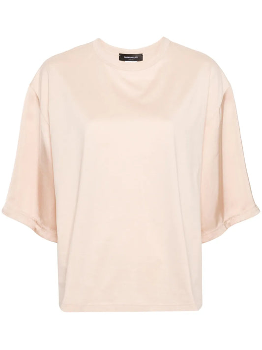 Satin-Detailed Cotton T-Shirt