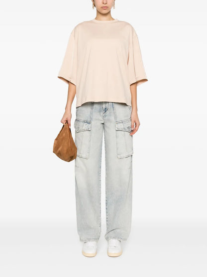Satin-Detailed Cotton T-Shirt