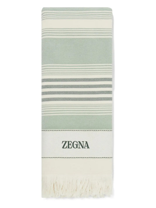 Logo-Embroidered Cotton Beach Towel