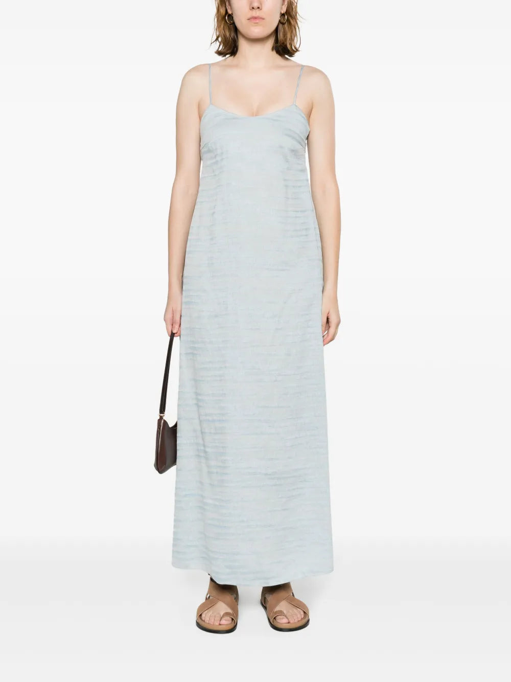 Linen Blend Jacquard Midi Dress