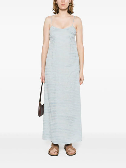 Linen Blend Jacquard Midi Dress