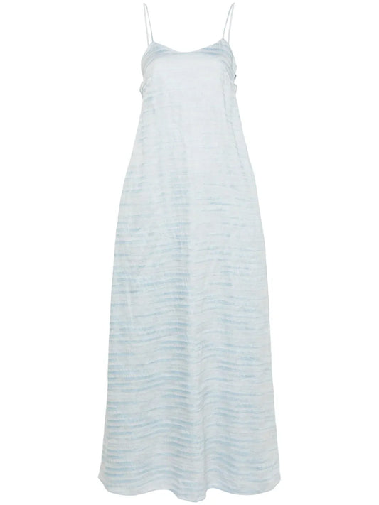 Linen Blend Jacquard Midi Dress