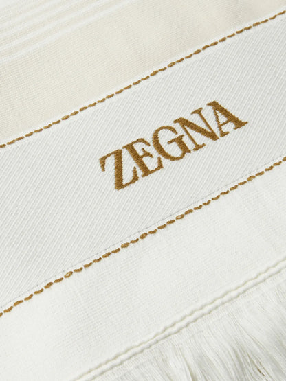 Logo-Embroidered Cotton Beach Towel
