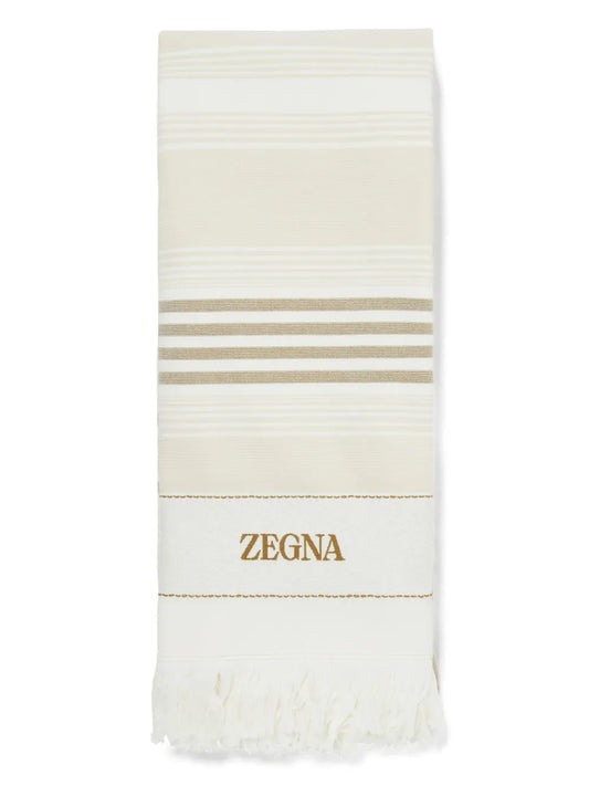 Logo-Embroidered Cotton Beach Towel
