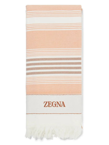 Logo-Embroidered Cotton Beach Towel