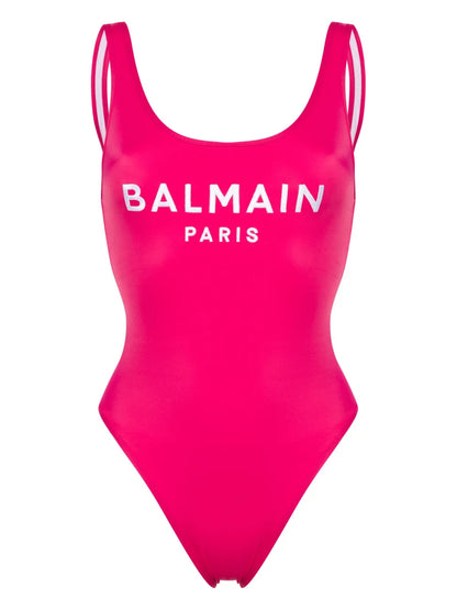Embroidered-Logo Scoop-Back Swimsuit